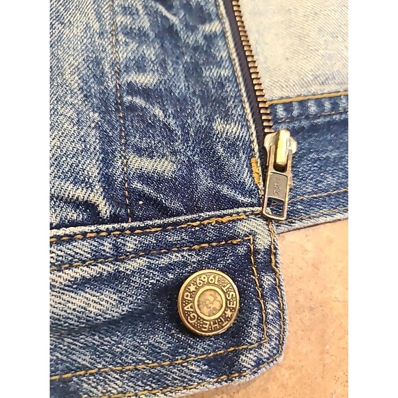 Rare Vtg Gap Denim Jacket Mens XL Zip Button Trucker Cotton Grunge Biker Retro - Picture 4 of 11